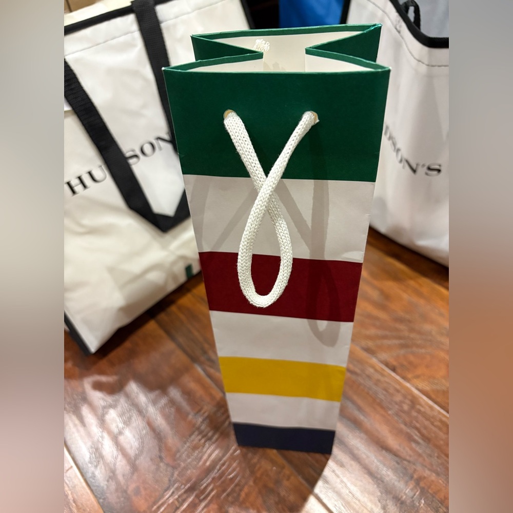 BRAND NEW HBC Stripes Hudson’s Bay Company Wine Gift Bag Multistripe